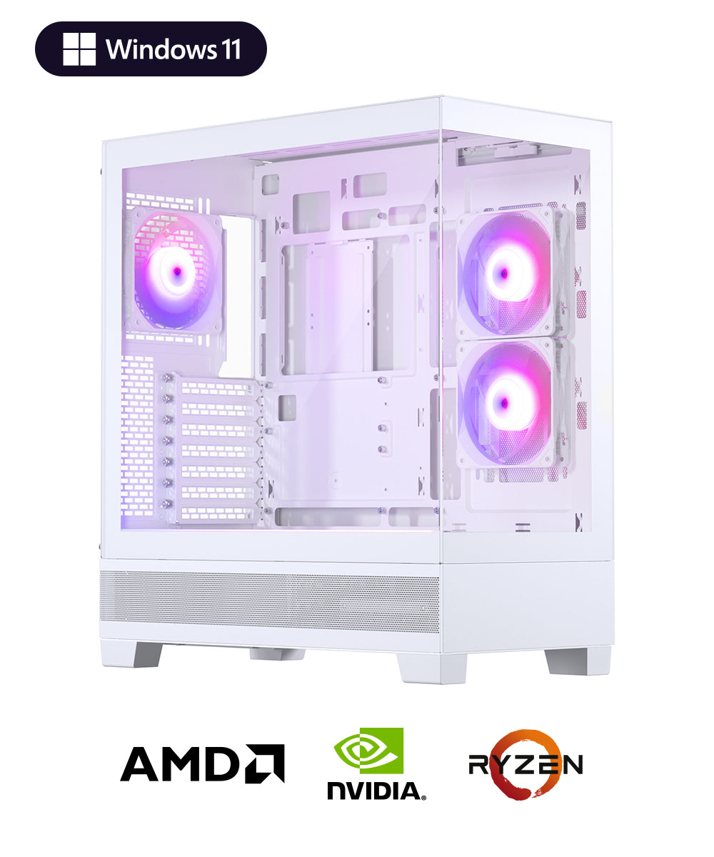White Gaming PC - Ryzen 7 7700 - 16GB RADEON RX 9060XT - 32GB DDR5
